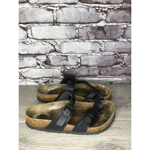 Birkenstock Mayari Black Leather Strappy Toe Post Sandals Women Sz 39EU/8.5M US - Picture 3 of 16